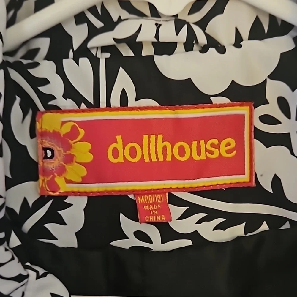 DOLLHOUSE Monochrome Floral Double Breasted Swing Jacket Size 10/12